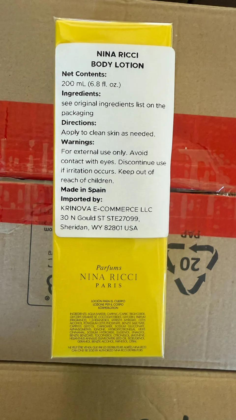 KRINOVA warehouse operations: importer labeling under the KRINOVA name